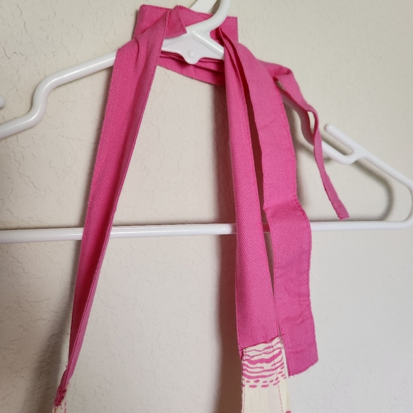 Simply Envogue Sweet Whisper retro pink white floral print ruffle apron cute NWT - Picture 4 of 12